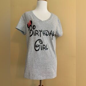 GILDAN ladies gray Disney inspired Birthday girl 100% cotton tee Size Med LNWOT
